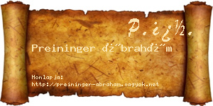 Preininger Ábrahám névjegykártya